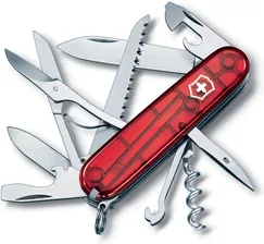 Нож перочинный VICTORINOX Huntsman, 91 мм, 15 функций, полупрозрачный красный