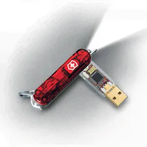 4.6076.TM5 Брелок 58 мм. с USB-флешкой на 512Mb, ручкой и фонариком Victorinox SwissFlash
