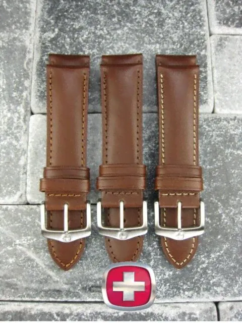 Ремешок для часов 21mm VICTORINOX SWISS ARMY Dark Brown CALF LEATHER STRAP CAVALRY BAND 3 Stitch