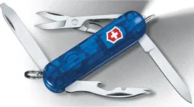 0.6366.T2, Нож-брелок Victorinox Classic Midnite Manager, 58 мм, 10 функций, синий полупрозрачный-0