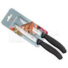 Нож для стейка 12см черная ручка, 2шт в блистере Victorinox