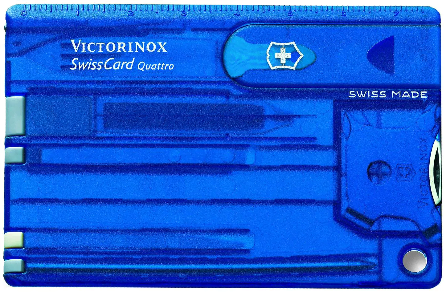 Карта-мультитул Victorinox SwissCard Quattro 0.7222.T2 82 мм синяя, 13 функций-0