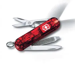 Нож-брелок Victorinox красный прозрачный с фонариком 0.6228.T
