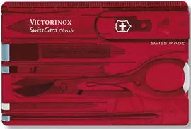Мультиинструмент Victorinox Swiss Card Classic, 10 функций Полупрозрачный Красный