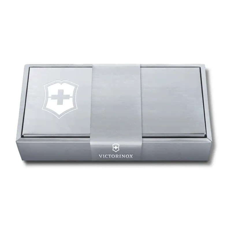 Подарочная коробка VICTORINOX для ножей 84-91 мм толщиной до 6 уровней, картонная, серебристая 4.0289.2-0