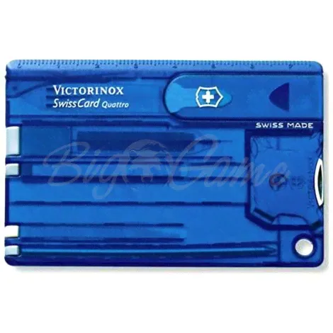 Швейцарская карточка VICTORINOX SwissCard Quattro 13 функций цв. синий полупрозрачный-1