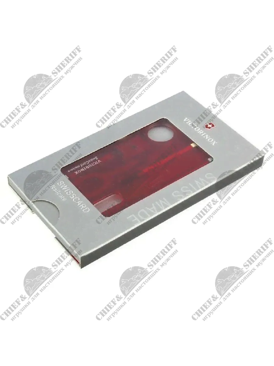 Швейцарская карта Victorinox SwissCard Nailcare 12 функций полупрозрачный красный, 0.7240.T, купить в интернет-магазине с доставкой по Москве и России-1