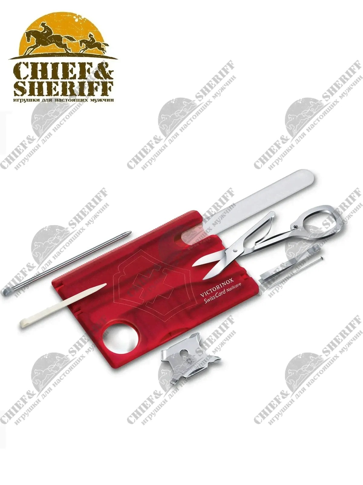 Швейцарская карта Victorinox SwissCard Nailcare 12 функций полупрозрачный красный, 0.7240.T, купить в интернет-магазине с доставкой по Москве и России-2