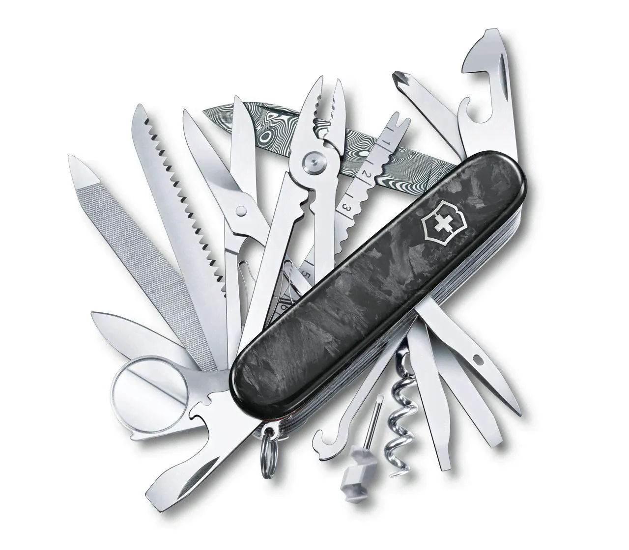 Нож Victorinox SwissChamp Damast LE 2021, 91 мм, 29 функций, чёрный-0