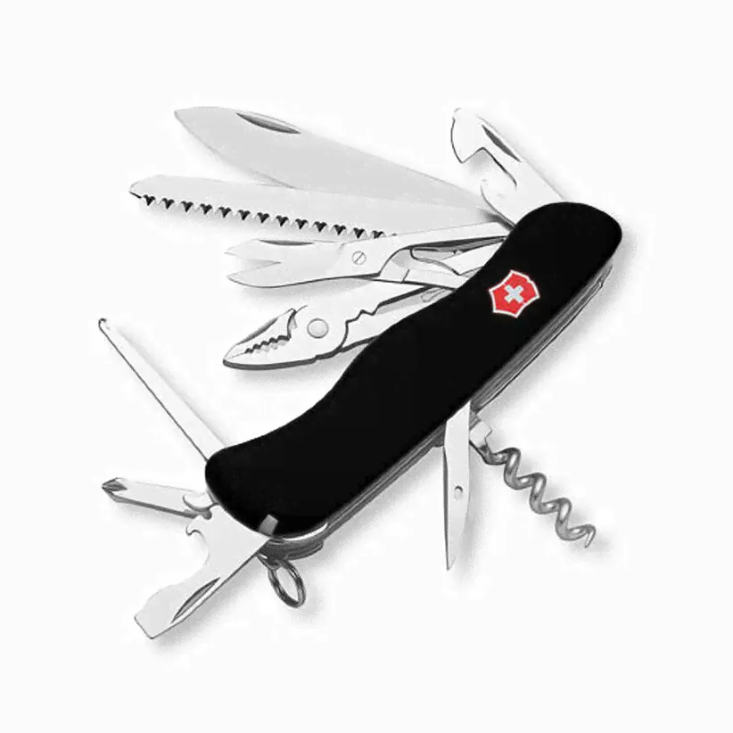 Нож Victorinox Atlas черный, 0.9043, 111 мм, 18 функций, красный.-1
