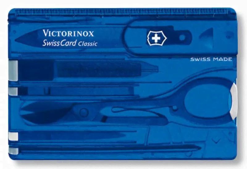 Швейцарская карта Victorinox SwissCard Classic (0.7122.T2) синий полупрозрачный коробка подарочная-0