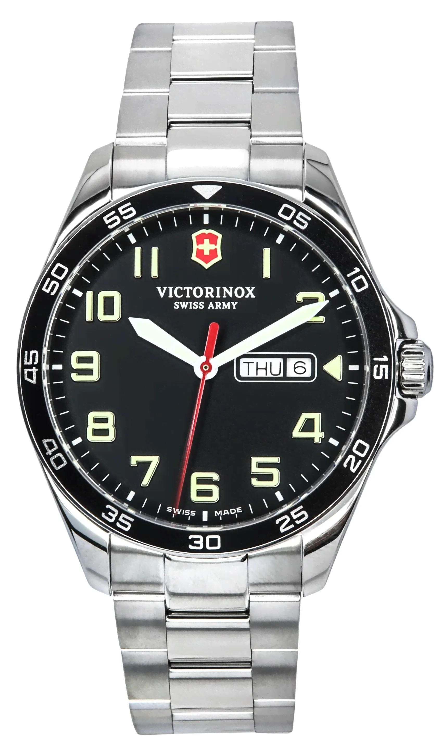 Victorinox Swiss Army FieldForce Кварцевые мужские часы с черным циферблатом из нержавеющей стали 241849 100M