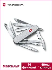 Нож-брелок Victorinox MiniChamp, 58 мм, 14 функций, серебристый