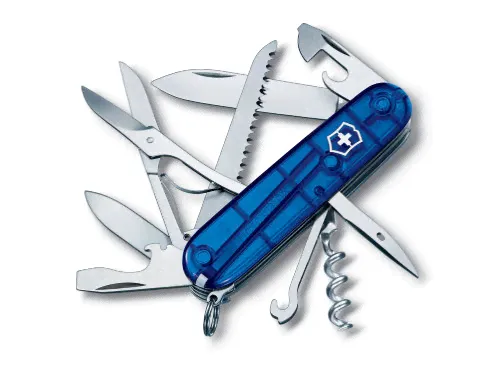 Нож перочинный VICTORINOX Huntsman, 91 мм, 15 функций, полупрозрачный синий-0