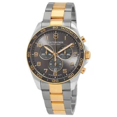 Victorinox Swiss Army FieldForce Classic Chronograph Quartz Grey Dial Mens Watch 241902 (чёрный, mbz49466)-0