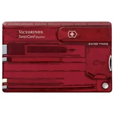 Мультитул швейцарская карточка Victorinox SwissCard Quattro 0.7200.T, красный